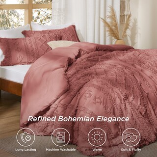 Foto 2 | Foto 2 | Juego de Edredón Bedsure Estilo Bohemio Queen Size Rosa Grisáceo 3 Piezas - Venta Internacional