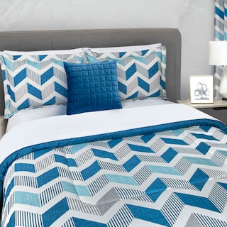 Foto 5 | Foto 5 | Edredón Con Sábanas Matrimonial Con Fundas Decorativas Azul Dos Vistas Soria