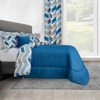 Foto 7 | Foto 7 | Edredón Con Sábanas Matrimonial Con Fundas Decorativas Azul Dos Vistas Soria