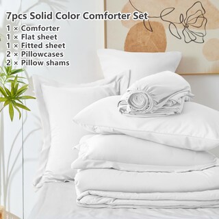 Foto 6 | Foto 6 | Edredón Queen Size con Fundas de Almohada CozyLux Blanco 7 Piezas - Venta Internacional