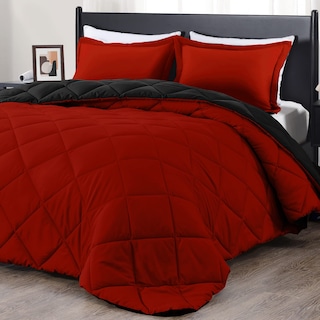 Foto 1 | Foto 1 | Edredón Queen Size con Fundas de Almohada Downluxe Rojo y Negro 3 Piezas - Venta Internacional