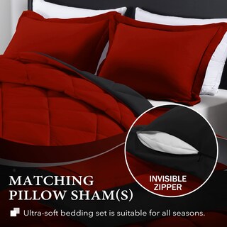 Foto 3 | Foto 3 | Edredón Queen Size con Fundas de Almohada Downluxe Rojo y Negro 3 Piezas - Venta Internacional