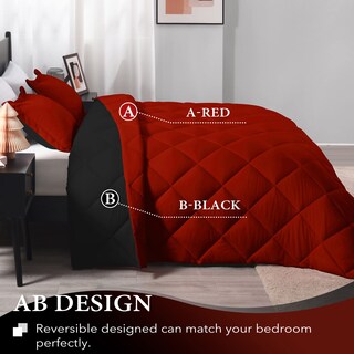 Foto 4 | Foto 4 | Edredón Queen Size con Fundas de Almohada Downluxe Rojo y Negro 3 Piezas - Venta Internacional