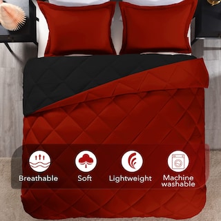 Foto 5 | Foto 5 | Edredón Queen Size con Fundas de Almohada Downluxe Rojo y Negro 3 Piezas - Venta Internacional