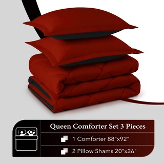 Foto 6 | Foto 6 | Edredón Queen Size con Fundas de Almohada Downluxe Rojo y Negro 3 Piezas - Venta Internacional