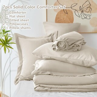 Foto 6 | Foto 6 | Edredón King Size con Fundas de Almohada CozyLux Beige 7 Piezas - Venta Internacional