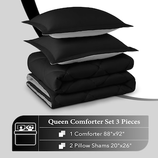 Foto 6 | Foto 6 | Edredón Queen Size con Fundas de Almohada Downluxe Negro 3 Piezas - Venta Internacional