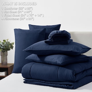 Foto 6 | Foto 6 | Edredón Matrimonial con Fundas de Almohada CozyLux Azul Marino 7 Piezas - Venta Internacional