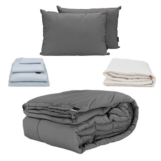 Foto 1 | Foto 1 | Edredón Dicasa Homy Color Gris Oxford + Protector Cloud + Sábanas Softy Platinum + Almohadas 2 Pack Matrimonial