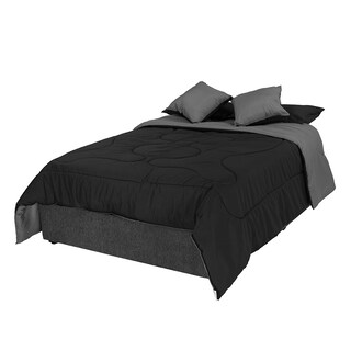 Foto 2 | Foto 2 | Set De Edredón Doble Vista Dicasa Couzy Color Negro - Gris Oxford + Almohadas 2 Pack Matrimonial / Queen Size
