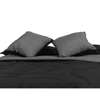 Foto 3 | Foto 3 | Set De Edredón Doble Vista Dicasa Couzy Color Negro - Gris Oxford + Almohadas 2 Pack Matrimonial / Queen Size