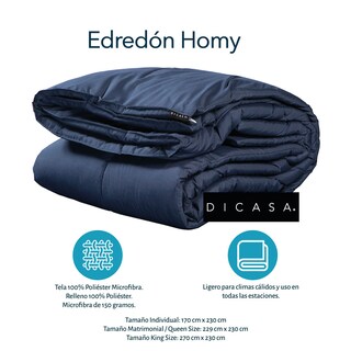 Foto 7 | Foto 7 | Edredón Dicasa Homy Color Azul Marino + Sábanas Softy Platinum + Almohadas 2 Pack Queen Size