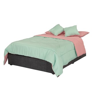 Foto 4 | Foto 4 | Edredón Doble Vista Dicasa Couzy Color Rosa Y Menta + Sábanas Royal Azul Individual