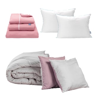 Foto 1 | Foto 1 | Set De Edredón Doble Vista Dicasa Couzy Color Lila Y Gris + Sábanas Royal Rosa + 2 Almohadas Royal Twin King Size