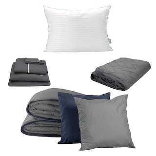 Foto 1 | Foto 1 | Edredón Doble Vista Dicasa Couzy Azul Y Gris + Sábanas Royal Gris + Protector Lux + Almohada Royal Individual