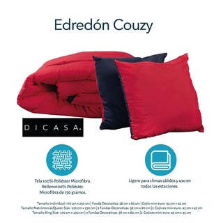 Foto 4 | Foto 4 | Edredón Doble Vista Dicasa Couzy Rojo Y Azul + Sábanas Royal Gris + Protector Lux + 2 Almohadas King Size