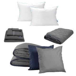 Foto 1 | Foto 1 | Edredón Doble Vista Dicasa Couzy Azul Y Gris + Sábanas Royal Gris + Protector Lux + 2 Almohadas Royal Matrimonial