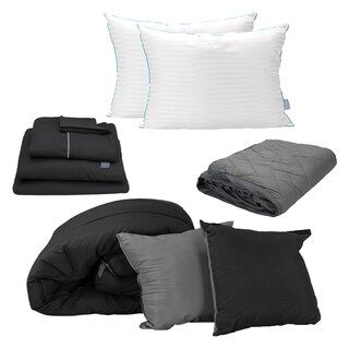 Foto 1 | Foto 1 | Edredón Doble Vista Dicasa Couzy Negro Y Gris + Sábanas Royal Negro + Protector Lux + 2 Almohadas Royal Queen Size