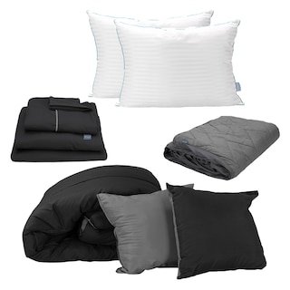 Foto 1 | Foto 1 | Edredón Doble Vista Dicasa Couzy Negro Y Gris + Sábanas Royal Negro + Protector Lux + 2 Almohadas Royal Matrimonial