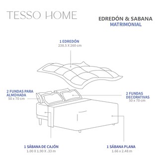 Foto 5 | Foto 5 | Set De Edredón Acolchado Tesso Home Matrimonial Capitonado Color Beige