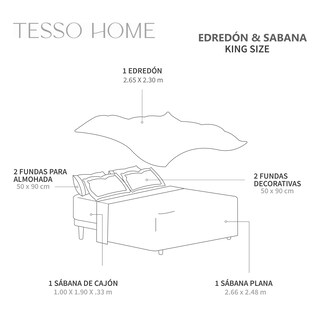 Foto 8 | Foto 8 | Set De Edredón Ligero Tesso Home Pinsonic King Size Color Arena Doble Vista