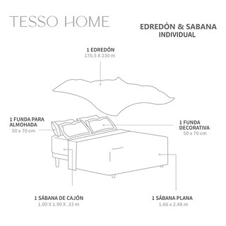 Foto 7 | Foto 7 | Set De Edredón Ligero Tesso Home Pinsonic Individual Color Arena Doble Vista