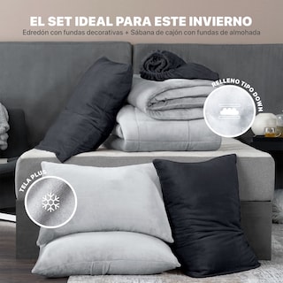 Foto 2 | Foto 2 | Set Edredón Invernal Esquimal Matrimonial Con Fundas De Almohada Y Sábana De Cajón Gris - Gris Oscuro