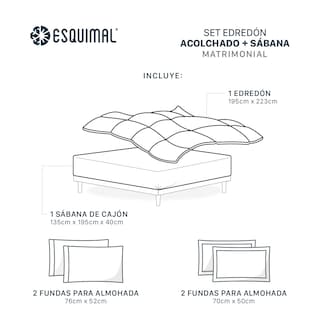 Foto 3 | Foto 3 | Set Edredón Invernal Esquimal Matrimonial Con Fundas De Almohada Y Sábana De Cajón Gris - Gris Oscuro