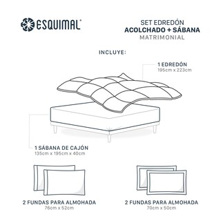 Foto 3 | Foto 3 | Set Edredón Invernal Esquimal Matrimonial Con Fundas De Almohada Y Sábana De Cajón Negro - Gris Oscuro