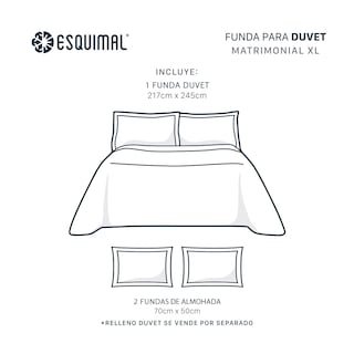 Foto 4 | Foto 4 | Funda de Duvet Sin Relleno + Fundas de Almohada Esquimal Matrimonial Xl Negro y Gris Tipo Lino Doble Vista