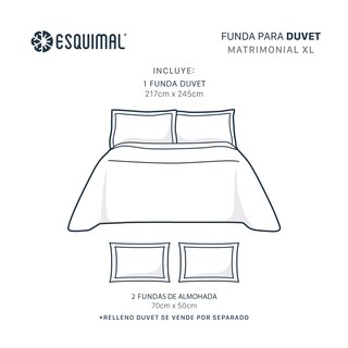 Foto 4 | Foto 4 | Funda de Duvet Sin Relleno + Fundas de Almohada Esquimal Matrimonial Xl Lila Tipo Lino