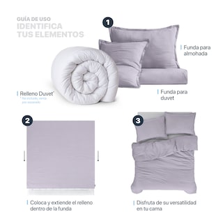 Foto 5 | Foto 5 | Funda de Duvet Sin Relleno + Fundas de Almohada Esquimal Matrimonial Xl Lila Tipo Lino
