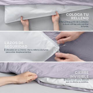 Foto 6 | Foto 6 | Funda de Duvet Sin Relleno + Fundas de Almohada Esquimal Matrimonial Xl Lila Tipo Lino