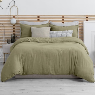 Foto 1 | Foto 1 | Funda de Duvet Sin Relleno + Fundas de Almohada Esquimal Matrimonial Verde Tipo Lino