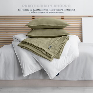 Foto 2 | Foto 2 | Funda de Duvet Sin Relleno + Fundas de Almohada Esquimal Matrimonial Verde Tipo Lino