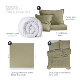 Foto 5 | Foto 5 | Funda de Duvet Sin Relleno + Fundas de Almohada Esquimal Matrimonial Verde Tipo Lino