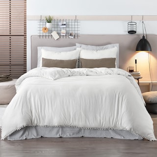 Foto 1 | Foto 1 | Funda de Duvet con Pompones Sin Relleno + Fundas de Almohada Esquimal Matrimonial Blanco