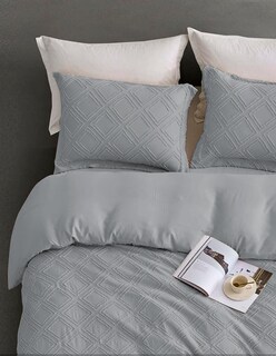 Foto 3 | Foto 3 | Juego De Funda Duvet Para Edredon Queen Rombos Gris Bluelander