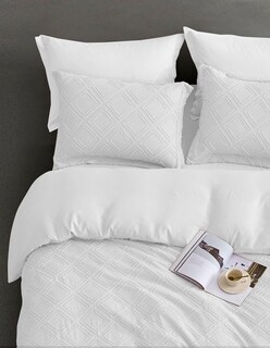 Foto 3 | Foto 3 | Juego De Funda Duvet Para Edredon King Size Rombos Blanco Bluelander