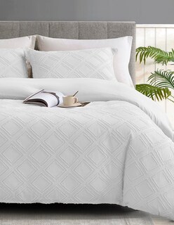 Foto 4 | Foto 4 | Juego De Funda Duvet Para Edredon King Size Rombos Blanco Bluelander