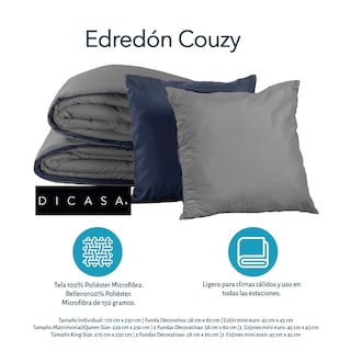 Foto 4 | Foto 4 | Set De Edredón Dicasa Couzy Azul Marino Y Gris + Sábanas Royal + Almohada Royal Individual