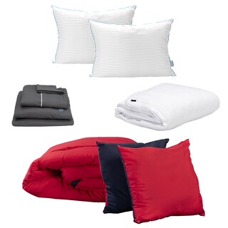 Foto 1 | Foto 1 | Set De Edredón Dicasa Couzy Rojo Y Azul + Sábanas Royal + Protector Cloud + 2 Almohadas Royal Twin Matrimonial