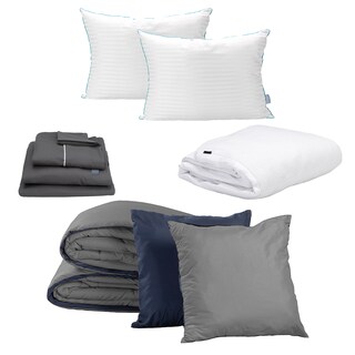 Foto 1 | Foto 1 | Set De Edredón Dicasa Couzy Azul Marino-Gris + Sábanas Royal + Protector Spring Air + 2 Almohadas Royal Twin King Size