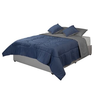 Foto 2 | Foto 2 | Set De Edredón Dicasa Couzy Azul Marino-Gris + Sábanas Royal + Protector Spring Air + 2 Almohadas Royal Twin King Size