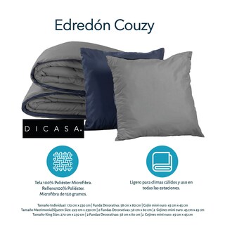Foto 4 | Foto 4 | Set De Edredón Dicasa Couzy Azul Marino-Gris + Sábanas Royal + Protector Spring Air + 2 Almohadas Royal Twin King Size