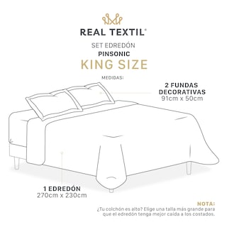 Foto 5 | Foto 5 | Edredón Ligero King Size con Fundas de Almohada Real Textil Pinsonic Doble Vista Khaki - Beige
