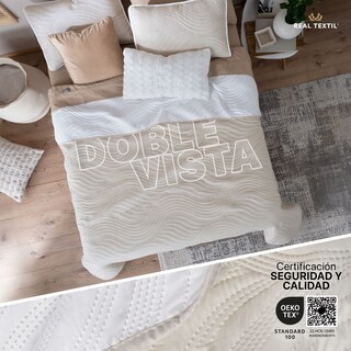 Foto 2 | Foto 2 | Edredón Ligero Individual con Funda de Almohada Real Textil Pinsonic Doble Vista Blanco - Beige