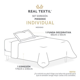 Foto 5 | Foto 5 | Edredón Ligero Individual con Funda de Almohada Real Textil Pinsonic Doble Vista Blanco - Beige