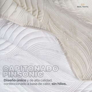 Foto 6 | Foto 6 | Edredón Ligero Individual con Funda de Almohada Real Textil Pinsonic Doble Vista Blanco - Beige