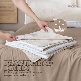 Foto 7 | Foto 7 | Edredón Ligero Individual con Funda de Almohada Real Textil Pinsonic Doble Vista Blanco - Beige